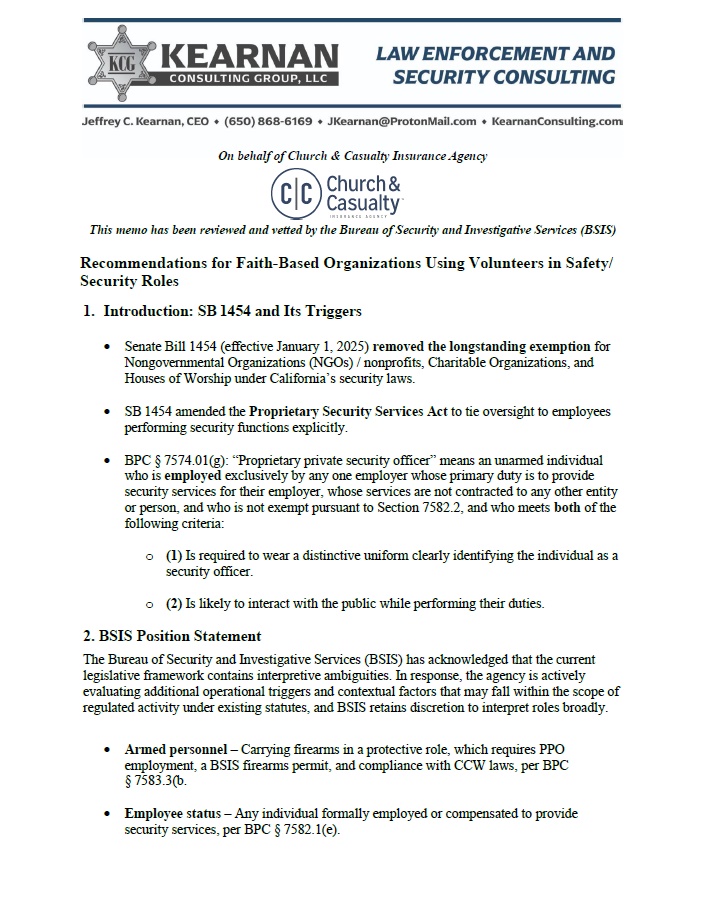 Full Guide to SB 1454 for Houses of Worship - Church & Casualty ...